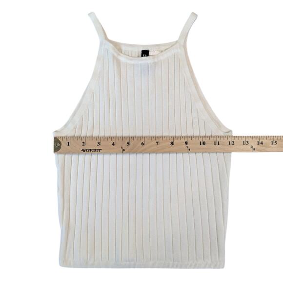 H&M Divided Ribbed Knit High Neck White Tank Top Women’s Small - Picture 5 of 7
